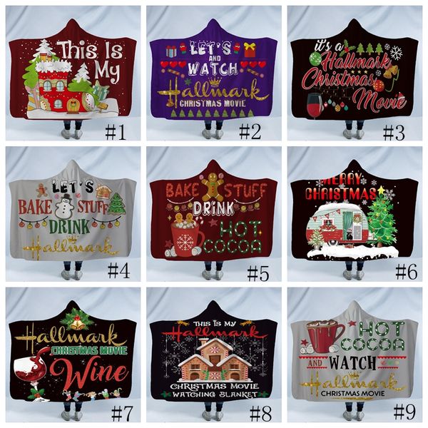 Christmas Hooded Blanket Adults Childs 3D Printed Plush Sherpa Fleece Blankets Throw Cloak Capes Warm Soft Towel GGA2588