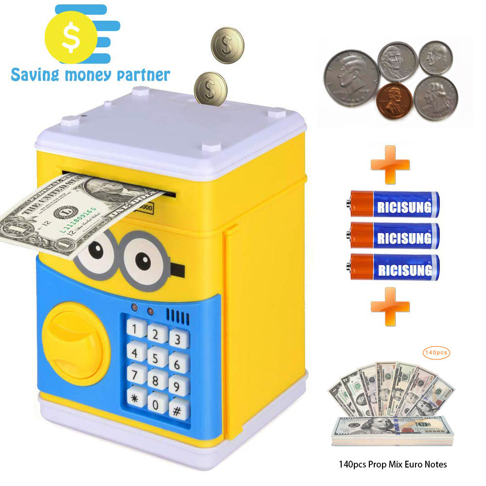 Best Cartoon Electronic Piggy Bank,ATM Password Money Bank Cash Coin Can Auto Scroll Paper Money for Children Christmas gift