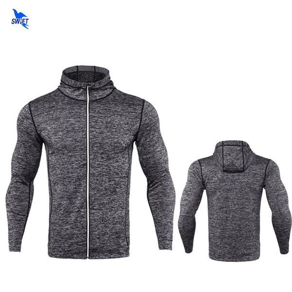 Spring Long Sleeve Mens Running Jacket Fitness Breathable Hooded Sweatshirt Zipper Slim Fit Pullover Hoodies Gym Sportswear
