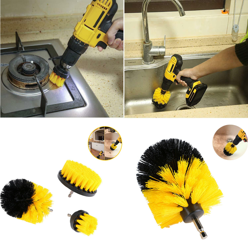 New 1\3PCS Electric Drill Cleaning Nylon Brush Bristle Drill Brush Rotary Scrubber Set Household Cleaning Brushes Tools