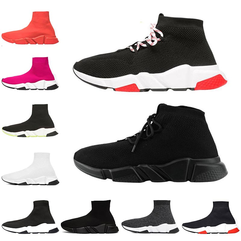 New socks shoes Designer Sports Sneakers black white red lace rose pink wine red grey running mens womens shoes size 36-45
