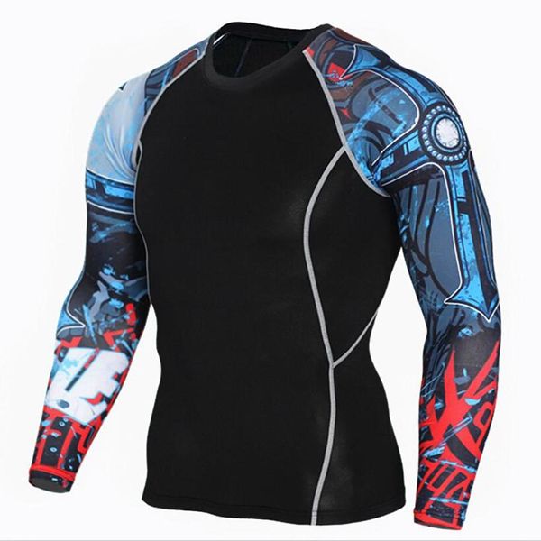 Sportswear Mens Fitness Tshirt Sport Shirt Men Rashgard Quick Dry Running Shirt Bodybuilding Gym 3D T Compression Tight