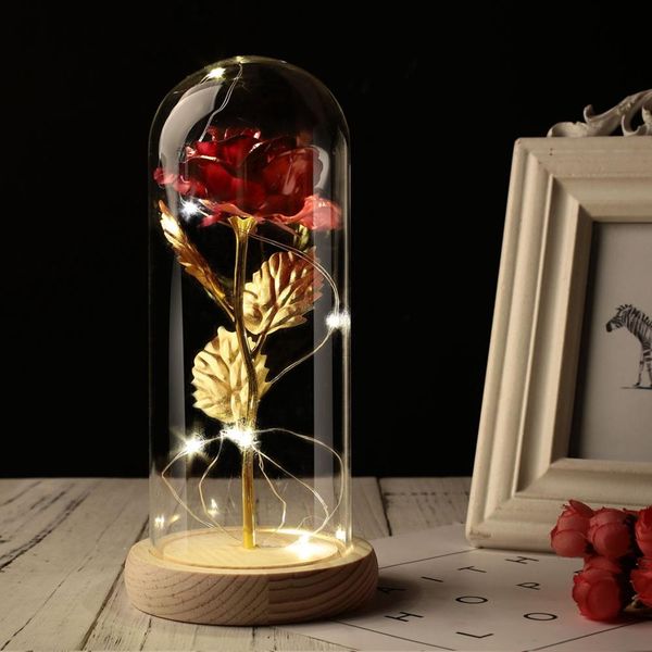 Decorative Wers Party Wedding Valentine Rose in Glass Dome Beauty para sempre Preservado Presente Romântico Especial