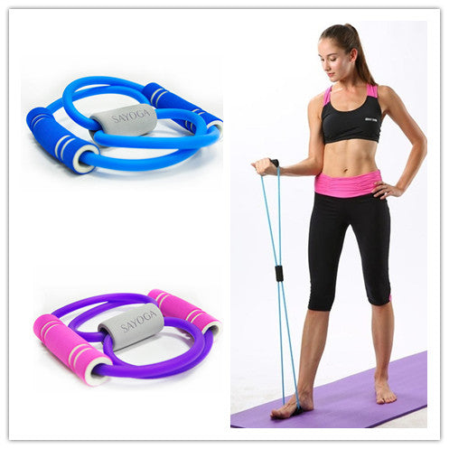 3 styles of 8 word chest stretcher rope yoga gel fitness resistance exercise muscle fitness rubber elastic band