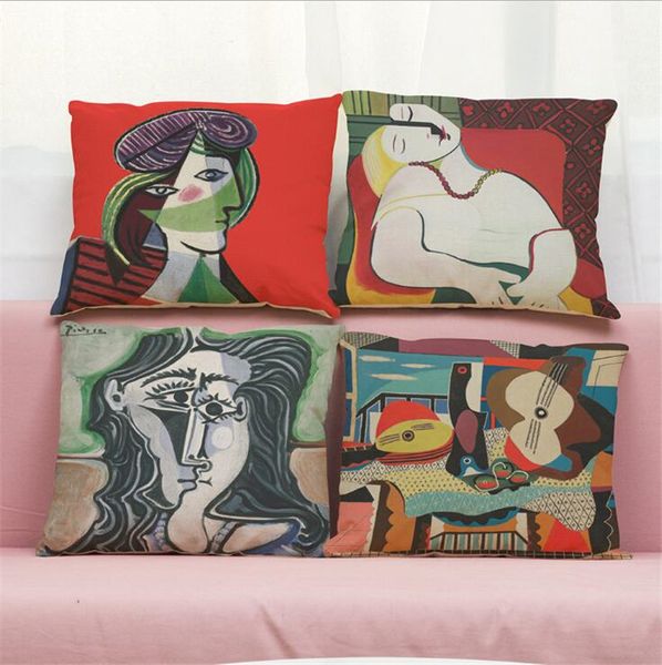 Creative Picasso oil painting cotton Throw pillowcase 18&#039;&#039; Decorative sofa cushion Case car pillow Covers Abstract Paintings Pillo