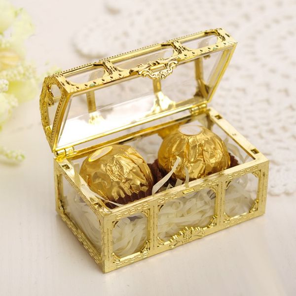 Treasure Chest Candy Box Wedding decorations Favor Mini Gift Boxes Food Grade Plastic Transparent Jewelry boxes T2I5566
