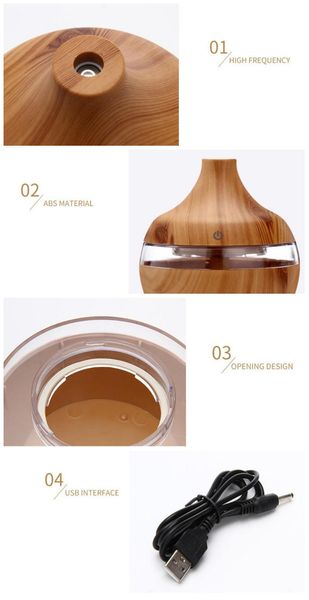 Humidifiers 200ml Aroma Essential Oil Diffuser Ultrasonic Air Humidifier 7 Colors LED light Wood Grain Purifier For Office Home Bedroom Babi