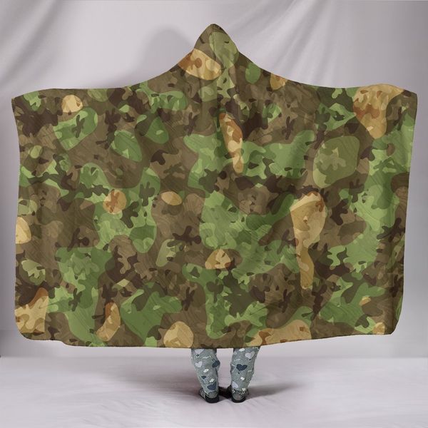 200*150cm Camouflage Blanket Military Print Hooded Blankets 3D Winter Soft Warm Sherpa Fleece Throw Cloak Camping Towel 10style GGA2894