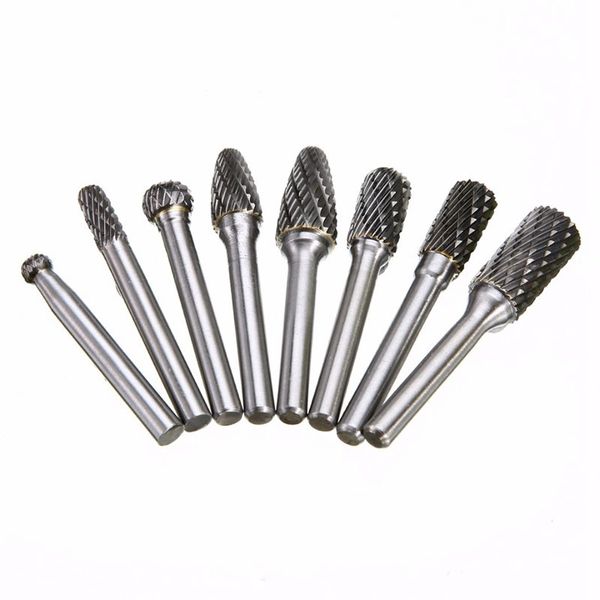 Freeshipping 8pcs-set 1-4 Inch 6mm Tungsten Carbide Burr Bits Rotary Files CNC Engraving Tool Set For Power Tool