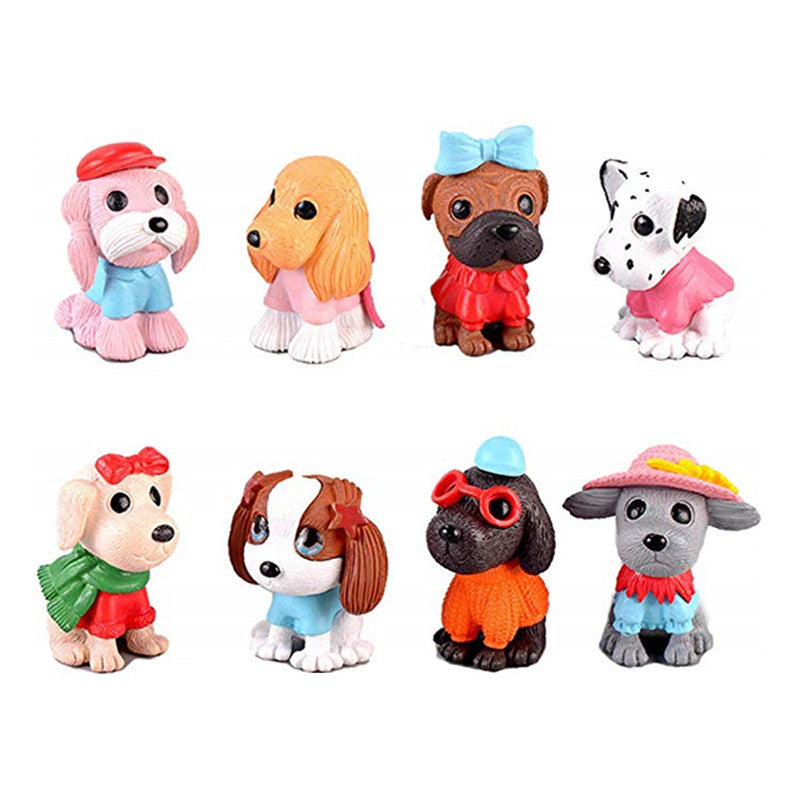 8pcs-lot Dog Puppy Figurine for Cake Toppers Moss Micro Landscape Terrarium Decoration Resin Desk Ornament Fairy Garden Miniature