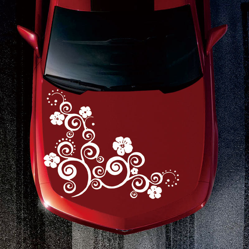 Summer Flower Hood Car Sticker Flower Rattan Cover Body Decals