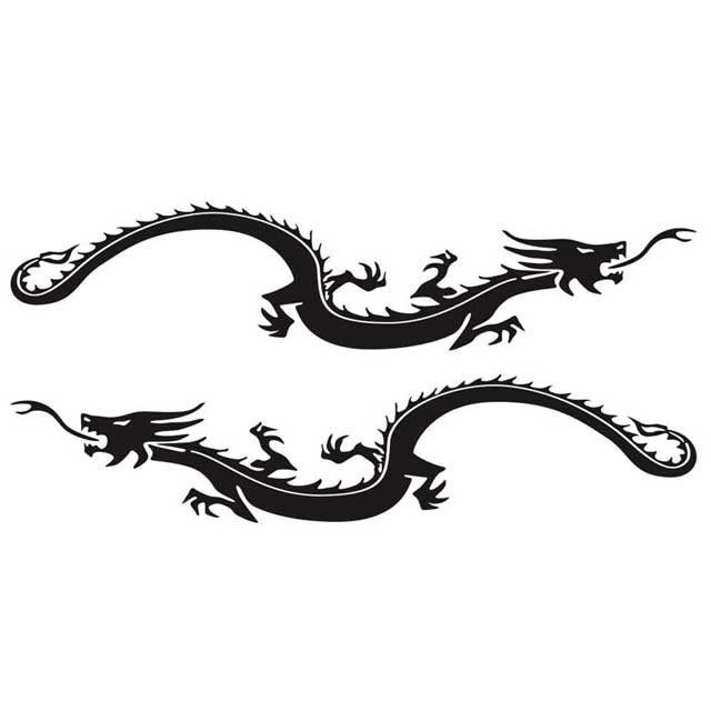 2PCS Dragon Car Body Vinyl Sticker Flame Large Graphics Decal DIY Decoration 150*33cm
