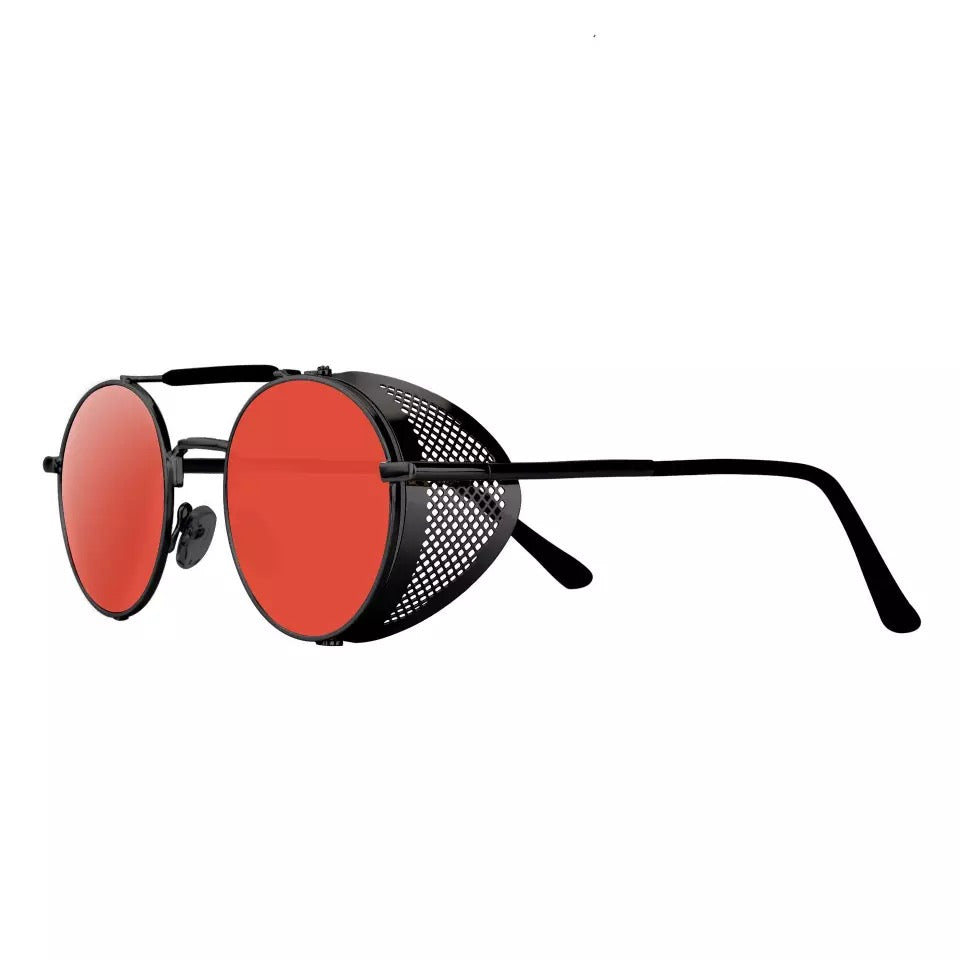 2020 Vintage Retro Polarized Steampunk Sunglasses Fashion Round Mirrored Eyewear Vintage Shield Eyewear Shades Steampunk Sunglasses 66247