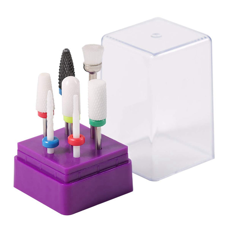 7Pcs Ceramic Nail Drill Bits Set, Acrylic Cuticle Nails File Bit For Strong Durable No Heat Manicure Pedicure Cuticle Clean And