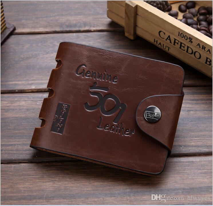 Brown fashion style men purse wallet 501 quality leather soft bifold credit card holders wallets for men free shipping