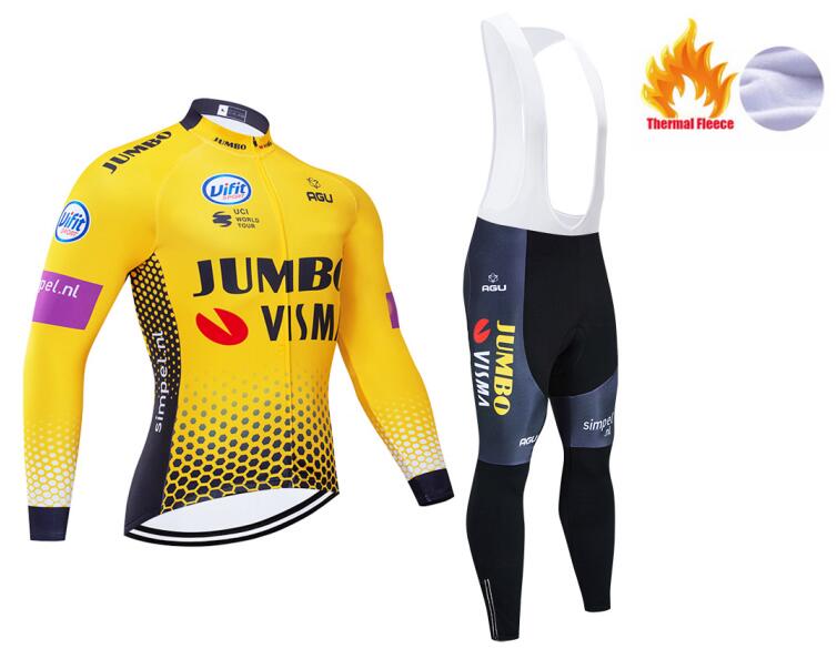Winter 2025 JUMBO Yellow TEAM CYCLING Jersey 19D Bike Pants Set Ropa Ciclismo MENS Thermal Fleece Pro BICYCLING Jersey Maillot wear