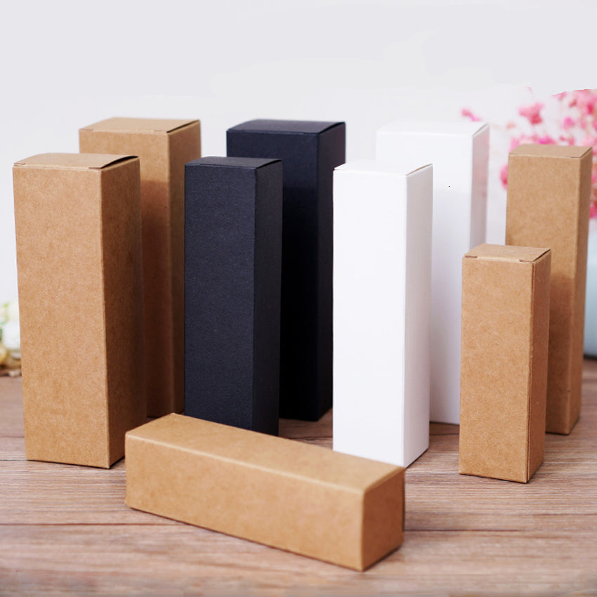 50pcs lot 4x4x16cm 55x55x170mm white black kraft paper box diy lipstick perfume essential oil bottle packaging boxes free