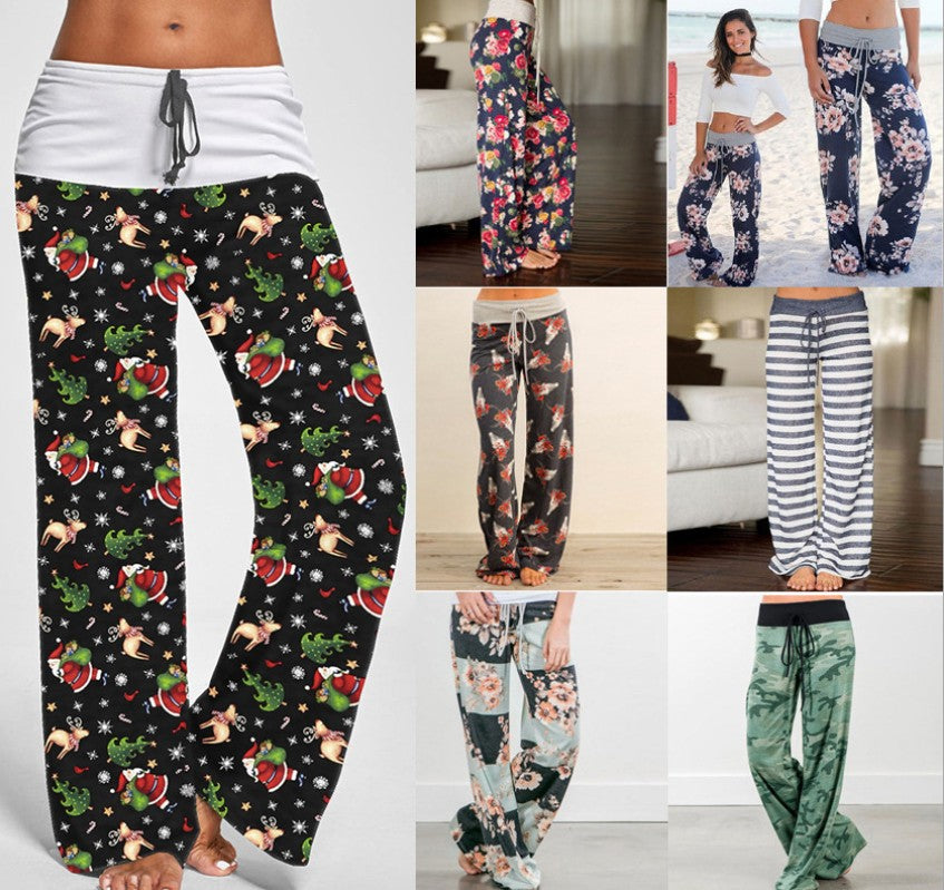 38 color Yoga Fitness Wide Leg Pant Women Christmas Leopard Sports Pants Harem Pants Palazzo Capris Lady Trousers Loose Long Pants S-XL