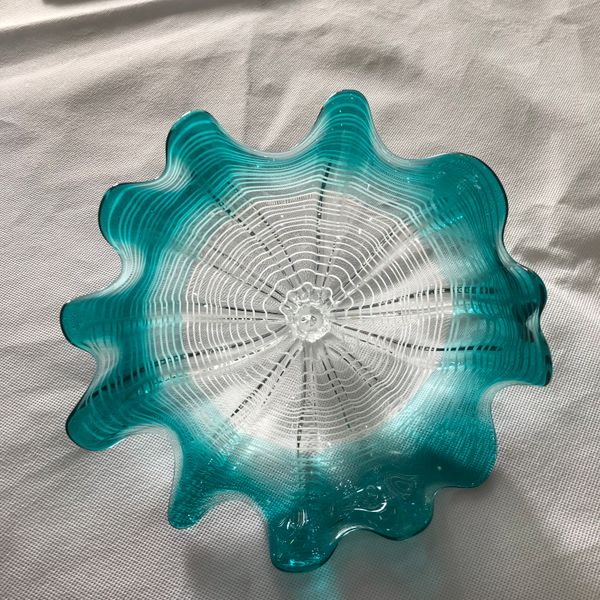 Lovely Blue Murano Glass Flower Wave Wall Lamps Art Hanging Plates Indoor Decor for Home Hotel Cafe House