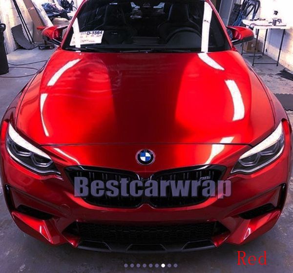 Blood Red Gloss Candy Metallic Vinyl WRAP Whole Car Wrap Covering With Air bubble free Low tack glue initial 3M quality 1.52x20m-Roll( 5x65f