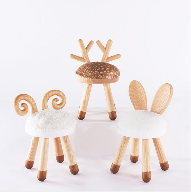 Fawn stool animal chair children&#039;s Furniture gift kindergarten solid wood Small chairs