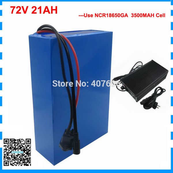 High quality 3000W 72V 21AH scooter battery 72V Lithium battery 72V Battery pack use Sanyo 3500mah cell 50A BMS