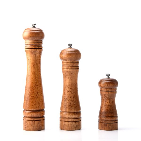 Manual Pepper Grinder Wood Salt And Pepper Mill Wooden Multi-function Adjustable 5&quot; 8&quot; 10&quot; Kitchen Tool With Ceramic Grinder