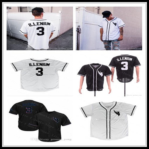 Custom Men Women Youth Kids 3 ILLENIUM Baseball Stitched Crew-Neck Jerseys Size S-4XL Free Shipping High Quality White Black Sports Shirts