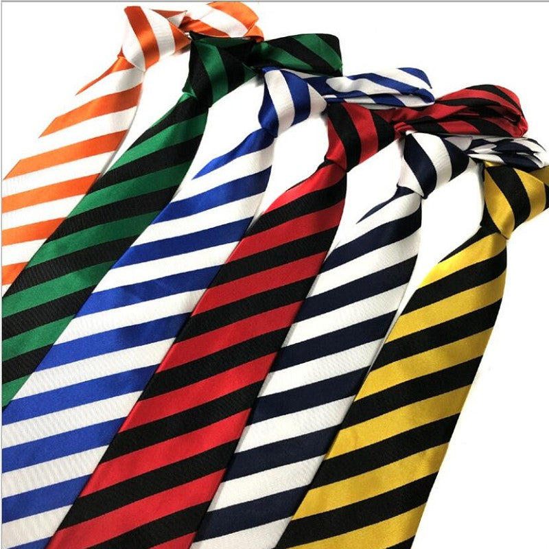 8.5cm Men&#039;s Necktie Polyester Ascot Stripes Ties Dress Shirt Neckwear Fashion Choker Business Striped Yellow Necktie Adult