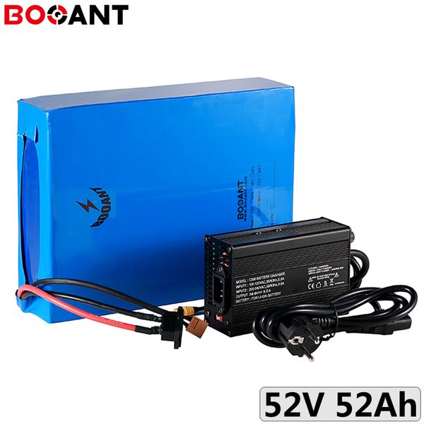 52V 50Ah 40Ah 30Ah 20Ah electric bike battery for 48V 1000W 2000W motor kits 52V electric bicycle lithium ion battery pack 18650