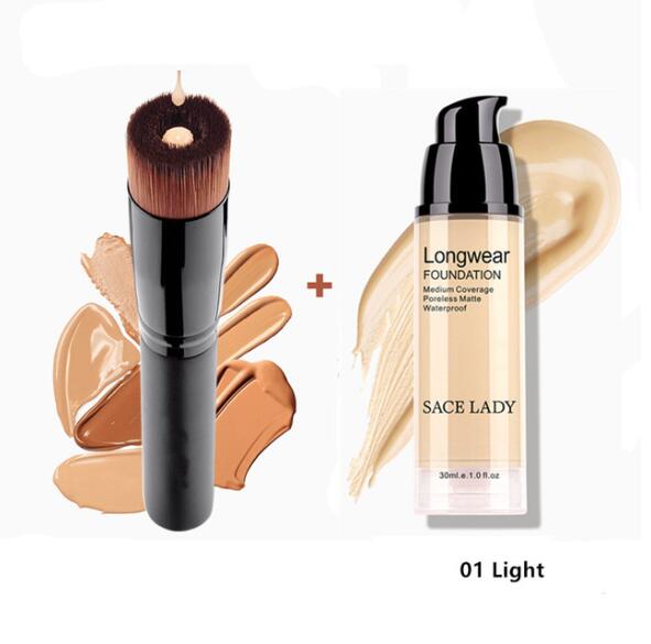 sace lady make up set foundation 30ml liquid foundation matte high coverage concealer cream base maquiagem makeup brushes