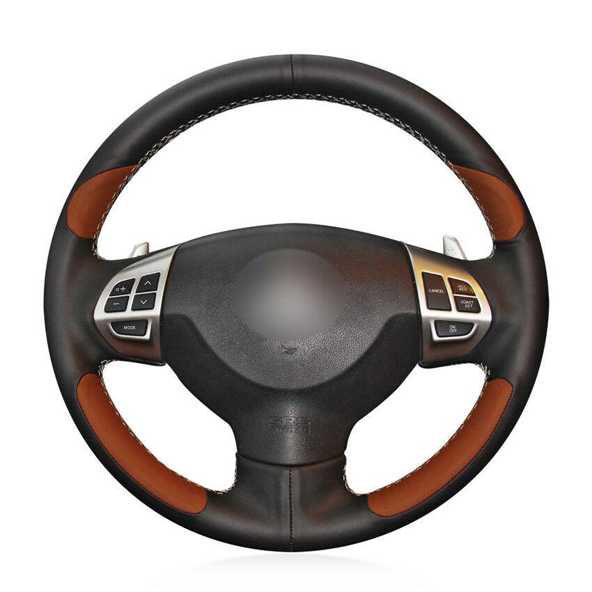 For Mitsubishi Lancer EX- ASX car steering wheel cover black brown leather