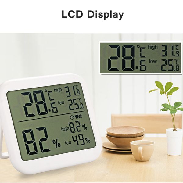 Indoor Digital Thermometer Hygrometer Wheather Station C-F LCD Temperature Humidity Meter Monitor High Low Record