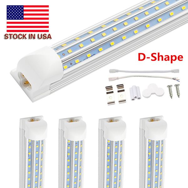 D-Shaped Integrate T8 LED Tube 4 8 Feet LED Fluorescent Lamp 8ft 4ft 3rows LED Light Tubes Cooler Door Lighting shop light garage ETL