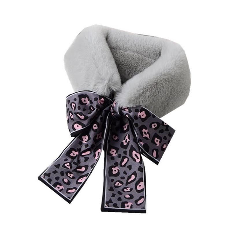 ribbon bow tie scarf women&#039;s neckwear warm winter collar imitate Rabbit Hair Scarves accessory 2pcs-lot