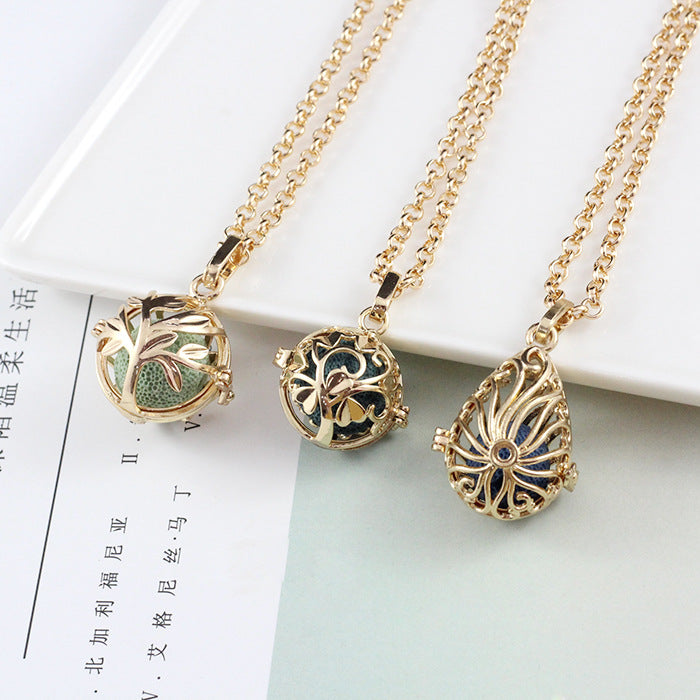 CR jewelry Aromatherapy Essential Oil Diffuser Necklaces Women Locket Pendants Necklace With Lava Rock Perfume Diffuser Necklace