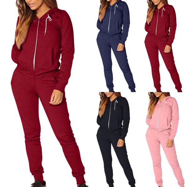 Autumn Winter Two Pieces Sport Suit Women Tracksuits Fleece Pullover Tops Shirts Running Set Jogging Suits Sweatpants Yoga Set