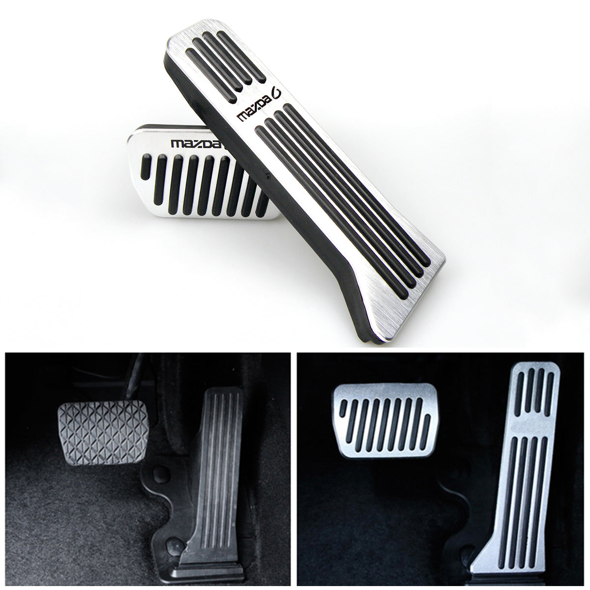 Kipalm No Drill Aluminum Mazda 6 Accelerator Gas Pedal Brake Pedal Cover AT For Mazda 6 2014-2018