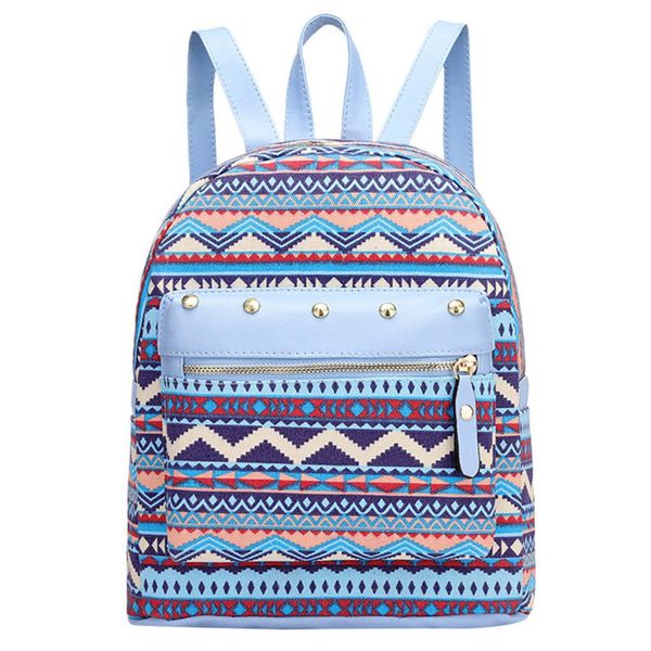 Women Small Leather Backpack Rivet Enthic Backpack for Teenager Girls Schoolbag High Quality Female Shoulder Bag Ladies Rucksack