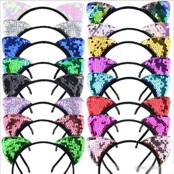 Baby Headbands Girls Sequins Hairbands Infant Cat Ear Cartoon Headband Headwrap Elastic Hair Sticks Hair Accessories Photography Props