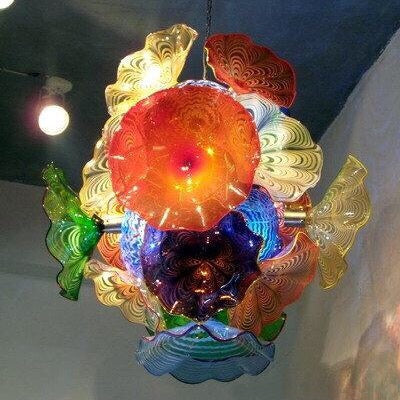 Creative Flower Chandeliers Light Italy Style Murano Lamp Plates Pendant Lamps Multi-Color LED Blown Glass Chandelier Lighting