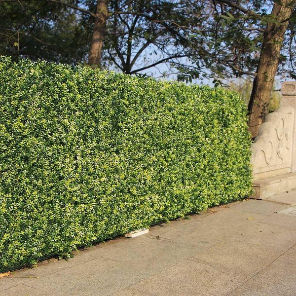 ULAND Indoor Artificial Plastic Plants for Decoration 10x10&quot; Outdoor Ivy Hedges Panels Grass Wall UV Proof Nature Balcony Yard