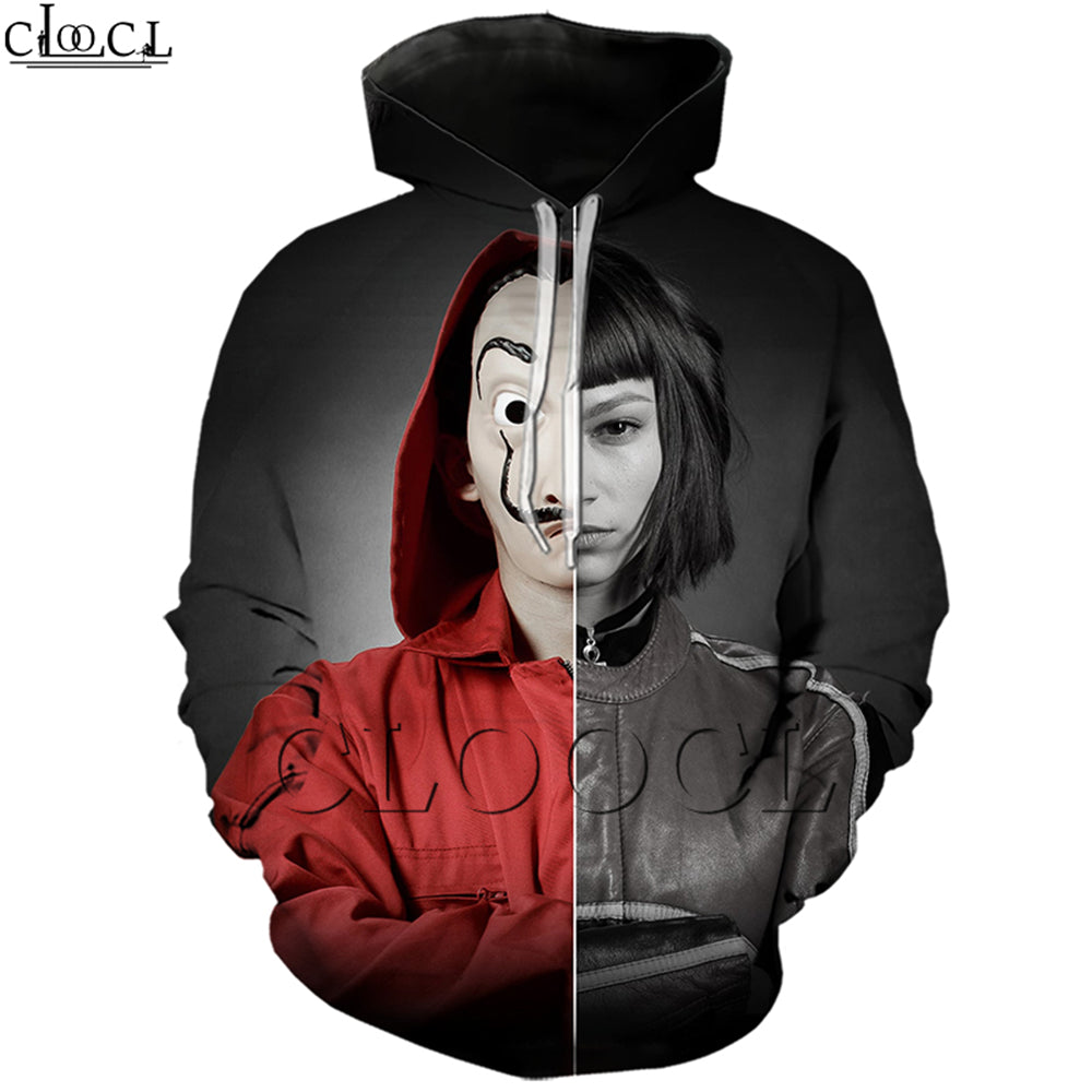 Factory Wholesale La Casa De Papel Hoodies 3D Print Women Men Jogging Sweatshirt Money Heist The Paper House Casual Pullovers