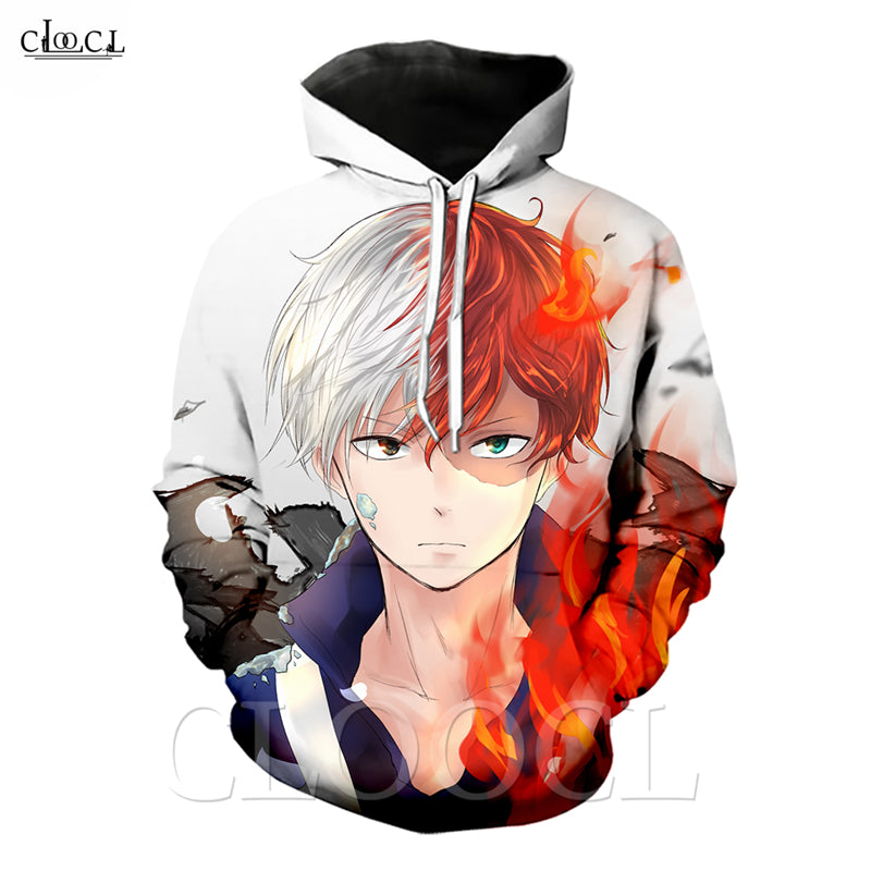 My Hero Academia Hoodie Men Women 3D Print Anime Character Todoroki Shoto Hooded Sweatshirt Fashion Couple Casual Streetwear