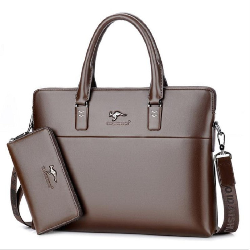 Men briefcases big business Bag a4 notebook Split Leather formal work bags Male Crossbody Messenger handbags