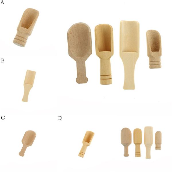 Mini Wooden Scoops Bath Salt Spoon Candy Flour Spoon Scoops Kitchen Utensils Bath Shower SPA Tool Laundry Detergent