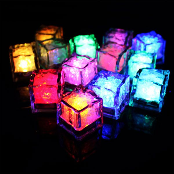 12 pieces flameless led submersible light candle,flameless color changing glow led ice cube for party Y200109