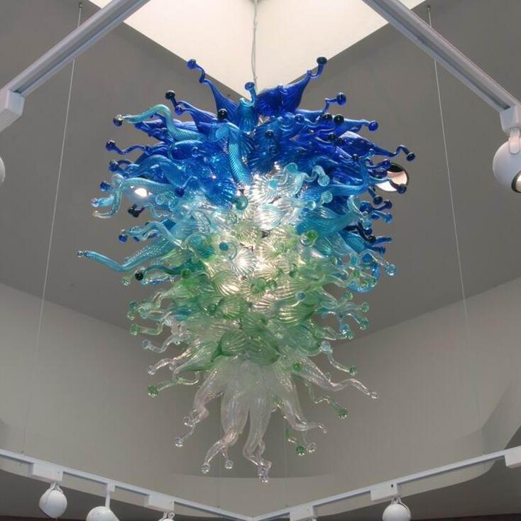Villa Lamps Art Decorative Crsytal Chandelier High Ceiling Lights Modern Colored Glass LED Bulbs Hand Blown Chandeliers