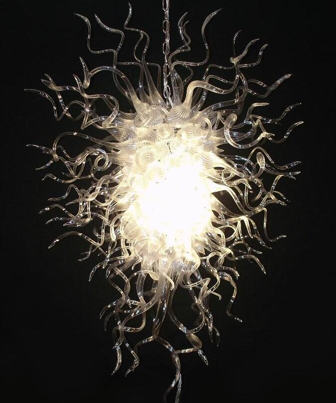 Lamps Simple Design High Ceiling Modern Home Decorative Clear Chandelier LED Bulbs Hand Blown Glass Large Big Chandeliers Light