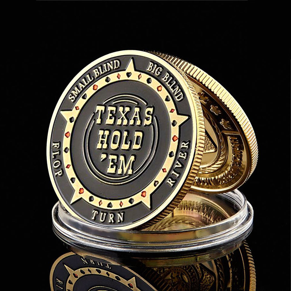 Arts and Crafts Poker Chip Guards Card Texas Hold&#039;em Flop Turn River Big Small Blind Gold Plated Commemorative Coin